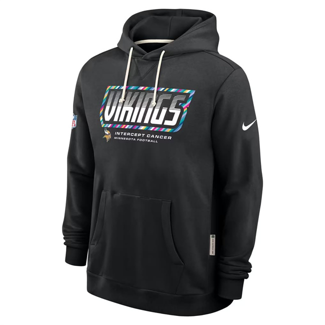 Men's Black Minnesota Vikings 2026 Crucial Catch Sideline Standard Issue Dri-FIT Pullover Hoodie